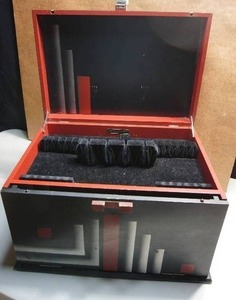 lot 222 image: Beautiful 1847 Rogers Vintage Silvercloth Silverware Flatware Monogram Wood Box Chest of Compartments...