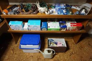 lot 240 image: Light Bulbs, Extension Cords Etc.