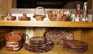 lot 251 image: Unique Clays in Calico Stoneware Dishes Dinner Service-Ware and Accessories