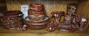 lot 254 image: Unique Clays in Calico Stoneware Dishes Dinner Service-Ware and Accessories
