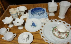 lot 259 image: Milk Glass Westmoreland B & G Copenhagen White Glass Entertaining Service-Ware, DeCor and More...