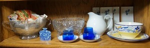lot 263 image: Collectible Glass Pottery Including MCM Anchor Hocking 1940s Manhattan Serving Bowl, Anna Hutte Crystal Bowl wStars & Pinwheels, Hasamiyaki Nishihana Manryo Arita-Ware Japanese Tableware