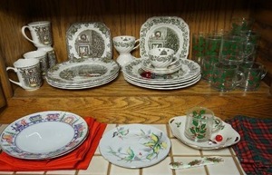 lot 267 image: Collectible Holiday Table-Ware Including Johnson Brothers Friendly Village School House, Merry Christmas Made in England Etc.