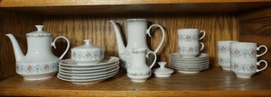 lot 268 image: Vintage Germany Bavaria Winterling Pink Floral Tableware Dish Set
