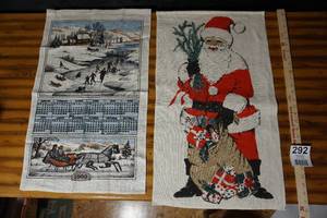 lot 292 image: Vintage Collectible Souvenir Textile Wall Art Banner Linen Tea Towel Tapestry