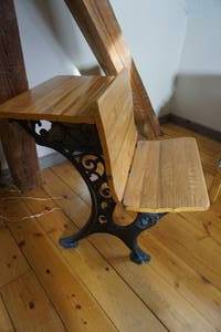 lot 310 image: Antique Cast Iron Wood Folding Seat Old School Desk