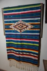 lot 320 image: RAREVintage Saltillo Serape Throw Blanket Rug Wall Accent