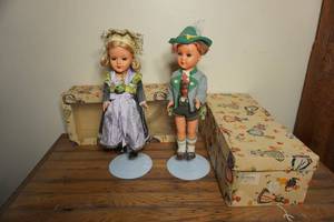 lot 331 image: Bavarian Boy &  Girl Porcelain Dolls with Original Box