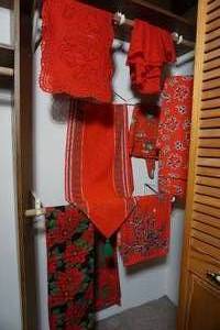 lot 348 image: Holiday Linen Christmas Table Cloth Runners Tree Skirt Etc.