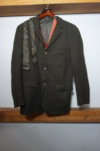 lot 357 image: Mens Vintage Clothing...Tailored By Marshall Ray Finest in Mens Wear Black Suit Coat, Vest and Tie wCinnamon Red Pepper-Orange Lining Accents