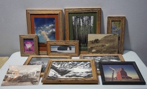 lot 386 image: Home DeCor...Collection of Custom Barn-Wood Framed Wall Art...