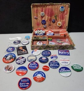 lot 403 image: Collectible Vintage Political Pin-Back Buttons...