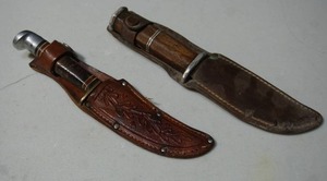 lot 411 image: Collectible Fixed Knives wLeather Sheaths Civil War Era()Hunting, Combat..