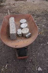 lot 700A image: Vintage Wheel Barrel and Granite Pieces