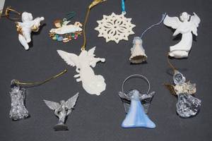 lot 463 image: Collectible Vintage Ornaments Angel Snowflake Etc.