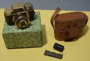lot 468 image: For Realthe Worlds Smallest CameraOr Just Maybe Minnesotas Hit Subminiature Film Camera wOriginal Leather Case Box Accessories Made in Japan