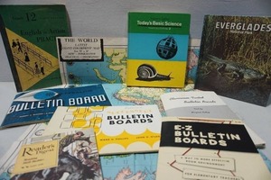 lot 484 image: Books...Vintage Geology History English Teachers Edition Bulletin Board Ideas Including The World Latest Giant Colorprint General Map of the World Mercators Projection 50 x 38 Large Map and more