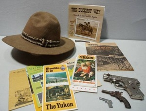 lot 485 image: Collectible Western Memorabilia Toy Gun Pistol Hat Books Yukon Pamphlets etc.
