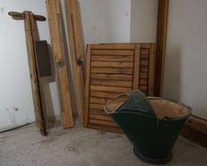 lot 582 image: Antique vintage, potato planter, coal bucket, etc.