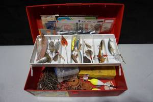 lot 604 image: The Fishermans LotVintage Tackle Box and Contents