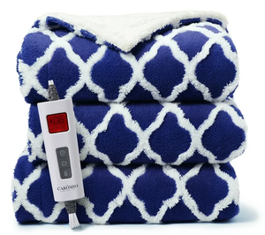 CAROMIO Heated Blanket Electric Throw Blanket Sherpa Tufted Heating Lap Blankets with 6 Heating Levels