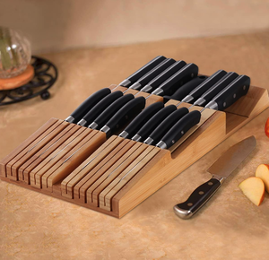 NIUXX Bamboo In-Drawer Knife Block Set for 16 Knives(Not Included)