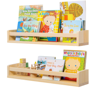 Fun Memories Nursery Book Shelves Set of 2  Natural Wood - 24 Inch