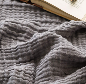 EMME Muslin Grey Throw Blanket 100% Cotton 6-Layer Bed Blankets for Adults and Baby 55x75