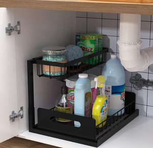 Under Sink Organizer, Pull Out Cabinet Organizer 2-Tier Slide Out