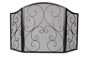 Fire Beauty Fireplace Screen 3 Panel Wrought Iron Black Metal
