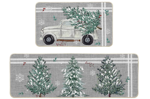 Christmas Decorative Kitchen Mats Set of 2, 17x29 and 17x47 Inch