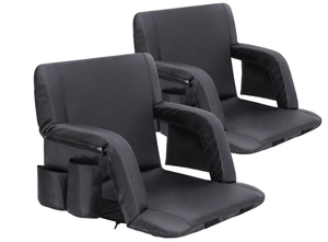 Sportneer Stadium Seat, 6 Reclining Positions Wide Bleacher Seats with Back and Arm Support, 2 Pack