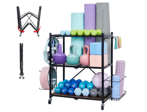 Home Gym Storage Rack, Foldable Yoga Mat Storage Rack for Gym Equipment
