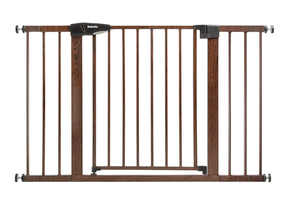 BABELIO 29-48 Metal Baby Gate with Brown Wood Pattern