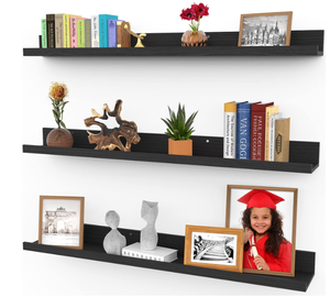Icona Bay 36 Inch Floating Shelves for Wall, Set of 3 in Ebony Black