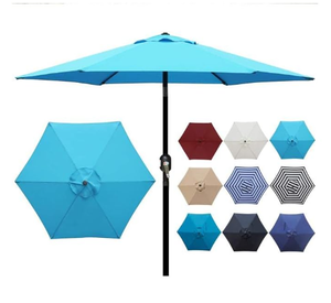 Blissun 7.5 ft Patio Umbrella, Yard Umbrella Push Button Tilt Crank (Light Blue)