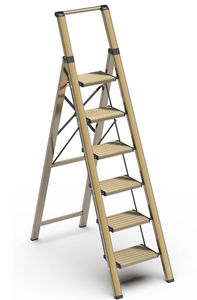 6 Step Ladder, Folding Step Stool with Handgrip and Anti-Slip Wide Pedal