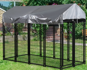 Black Metal Dog Crate With Roof 1.2x1.2x1.5