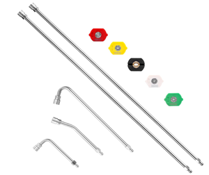 Pressure Washer Extension Wand - 120 Upgrade Power Washer Lance with 5 Nozzle Tips - 30°90°120° Curved Rod, 14 Quick Connect