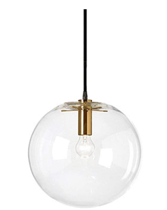 Spherical LED Clear Glass Hanging Light Ceiling Light Base on E27 Gold Lamp Holder (25CM)