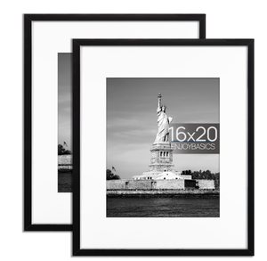 ENJOYBASICS 16x20 Picture Frame, 11x14 with Mat or 16 x 20 Without Mat, Black, 2 Pack