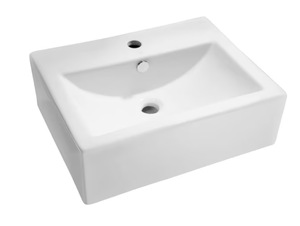 ANZZI Vitruvius White Vessel Rectangular Modern Bathroom Sink
