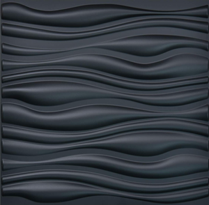LOT OF 12 Art3d PVC Wave Board Textured 3D Wall Panels, Black