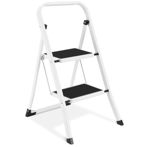 2 Step Ladder, Lightweight Folding Step Stools for Adults with Anti-Slip Pedal