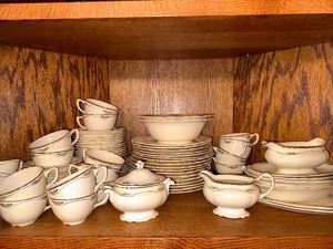lot 63 image: Entire Set of Homer Laughlin Virginia Rose Dishes includes All Dishes in Photo