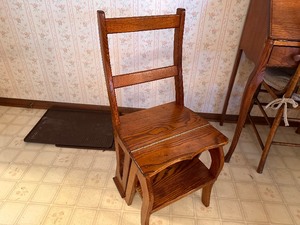 lot 102 image: Solid Wood Folding Ladder Chair