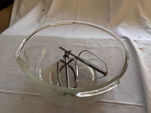 lot 107 image: Sunbeam Mixmaster Glass Bowl and Beater Attachments