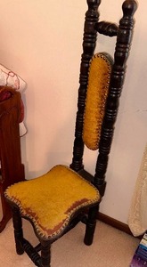 lot 114 image: Vintage Jacobean Style Prayer Chair Narrow High Back
