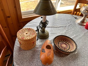 lot 135 image: Variety of Woven Baskets, Lamp and Bird House