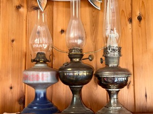 lot 140 image: Three Vintage Kerosene Lamps